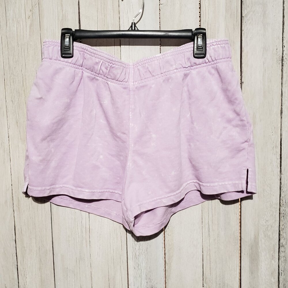 Avia L 12 14 Active Shorts Acid Wash Lavender French Terry Pockets Athletic